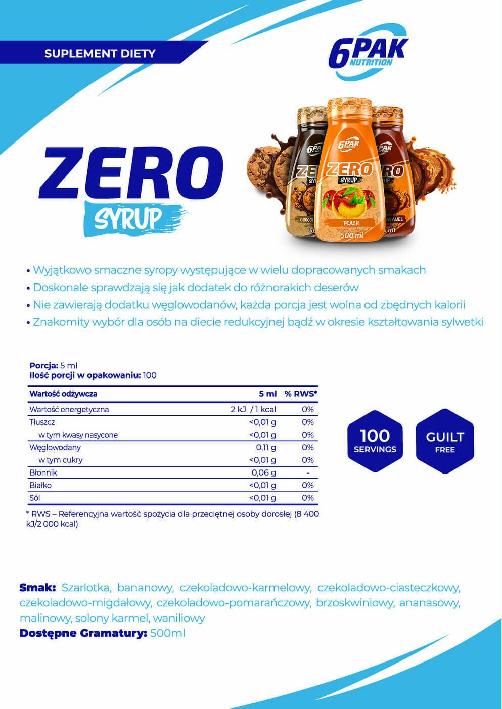 6PAK Nutrition Syrup ZERO Chocolate-Caramel - 500ml