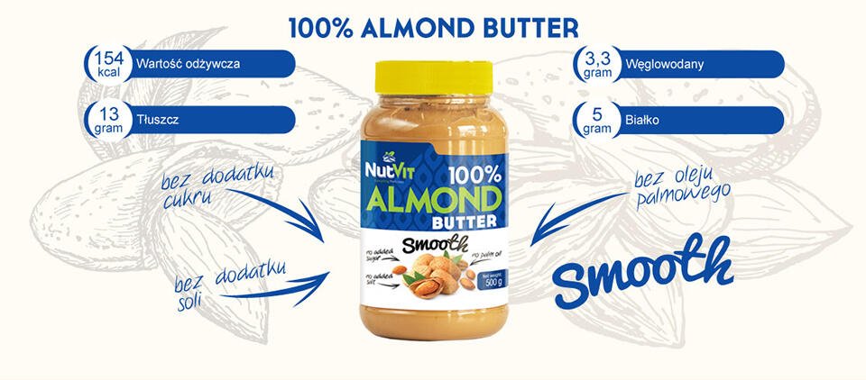 Ostrovit NutVit 100% Almond Butter Smooth - 500g